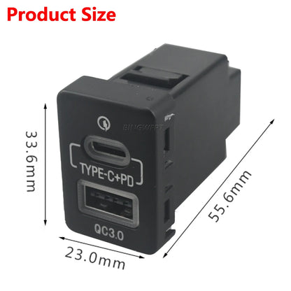 Red LED Car USB Charger PD Quick Charge Phone Charging Adapter Outlet Button For Mitsubishi Outlander Eclipse Cross L200 Triton Tuck's Performance