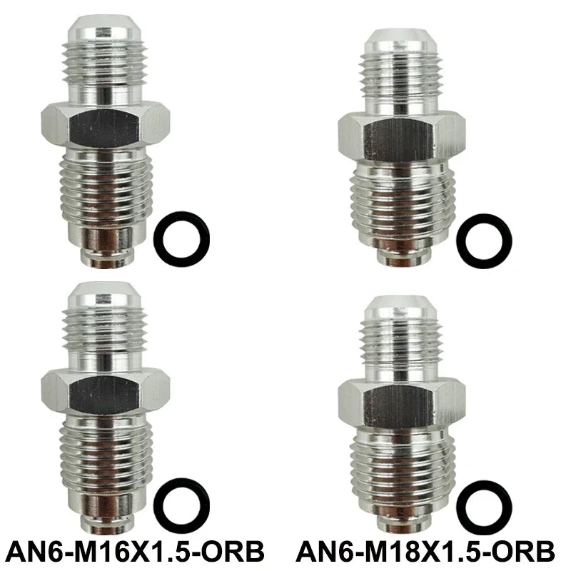 6AN Power Steering Fitting 16MM 1.5 and 18MM 1.5  Adapter Fitting With O-Ring For Hydro Boost Pump Rack Fuel Tank Turbocharger Tuck's Performance