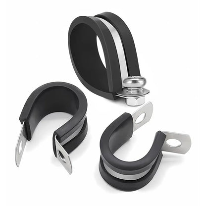 6-60mm Rubber 304 Stainless Steel Cable Clamp Pipe Metal Cushioned Insulated R Shape Wire Cord Installation Fixed Bracket Clamps Tuck's Performance