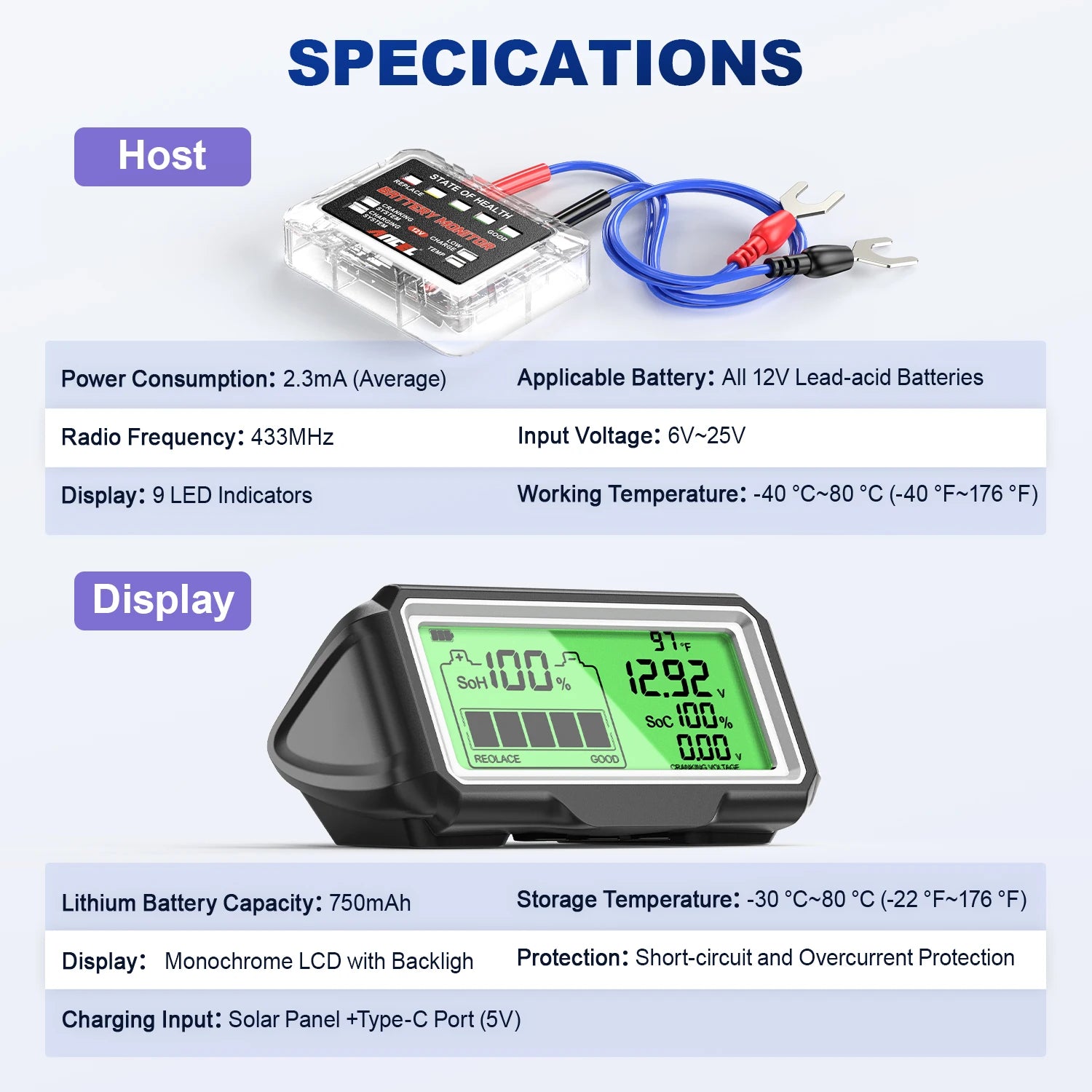 ANCEL BM200 PRO Battery Tester 12V LED Monitor Display Professional Battery Health SOH SOC Tester Analyzer Charging Tester Tool Tuck's Performance