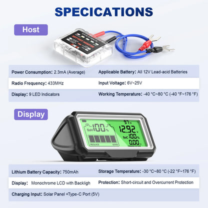 ANCEL BM200 PRO Battery Tester 12V LED Monitor Display Professional Battery Health SOH SOC Tester Analyzer Charging Tester Tool Tuck's Performance