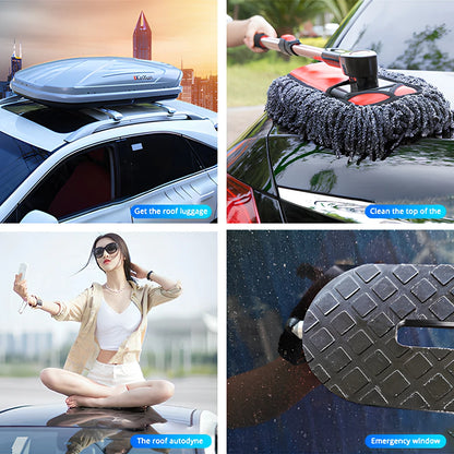 Door latch step uses, loading roof luggage and washing the roof