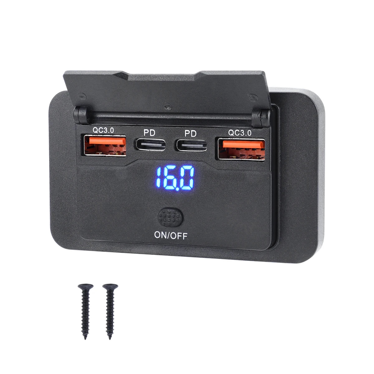 12V USB Outlet Panel Wall Mount, USB-C & Dual QC 3.0 Car Charger Socket with Button Switch for Car Bus RV Truck Boat Tuck's Performance