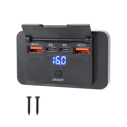 12V USB Outlet Panel Wall Mount, USB-C & Dual QC 3.0 Car Charger Socket with Button Switch for Car Bus RV Truck Boat Tuck's Performance