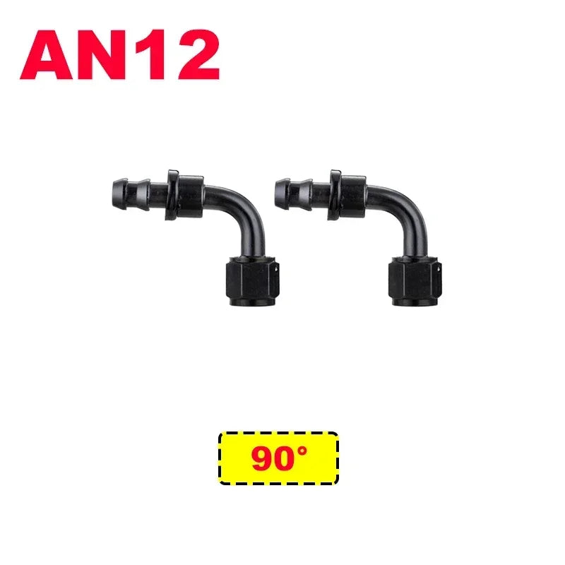 2X 4AN 6AN 8AN 10AN 12AN Oil Fuel Cooler Push-On Hose Fittings 0 45 90 180 Degree Push Lock Rubber Tube End Adapter Aluminum Tuck's Performance