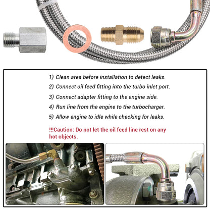 New Turbo Oil Feed Line Kit Universal Oil Return Line Kit Oil Drain Line Kit with 1/8 NPT, 90 ° 4 AN To 1/8 NPT Connector For Tuck's Performance