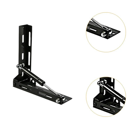 Close up of folding awning bracket hinge and gas strut ends