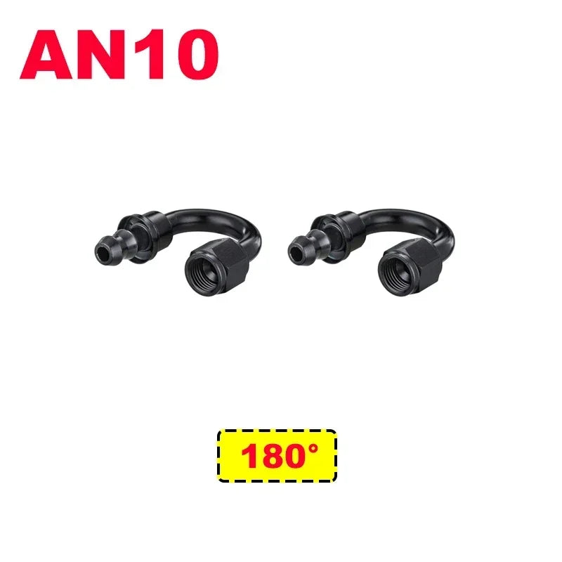 2X 4AN 6AN 8AN 10AN 12AN Oil Fuel Cooler Push-On Hose Fittings 0 45 90 180 Degree Push Lock Rubber Tube End Adapter Aluminum Tuck's Performance