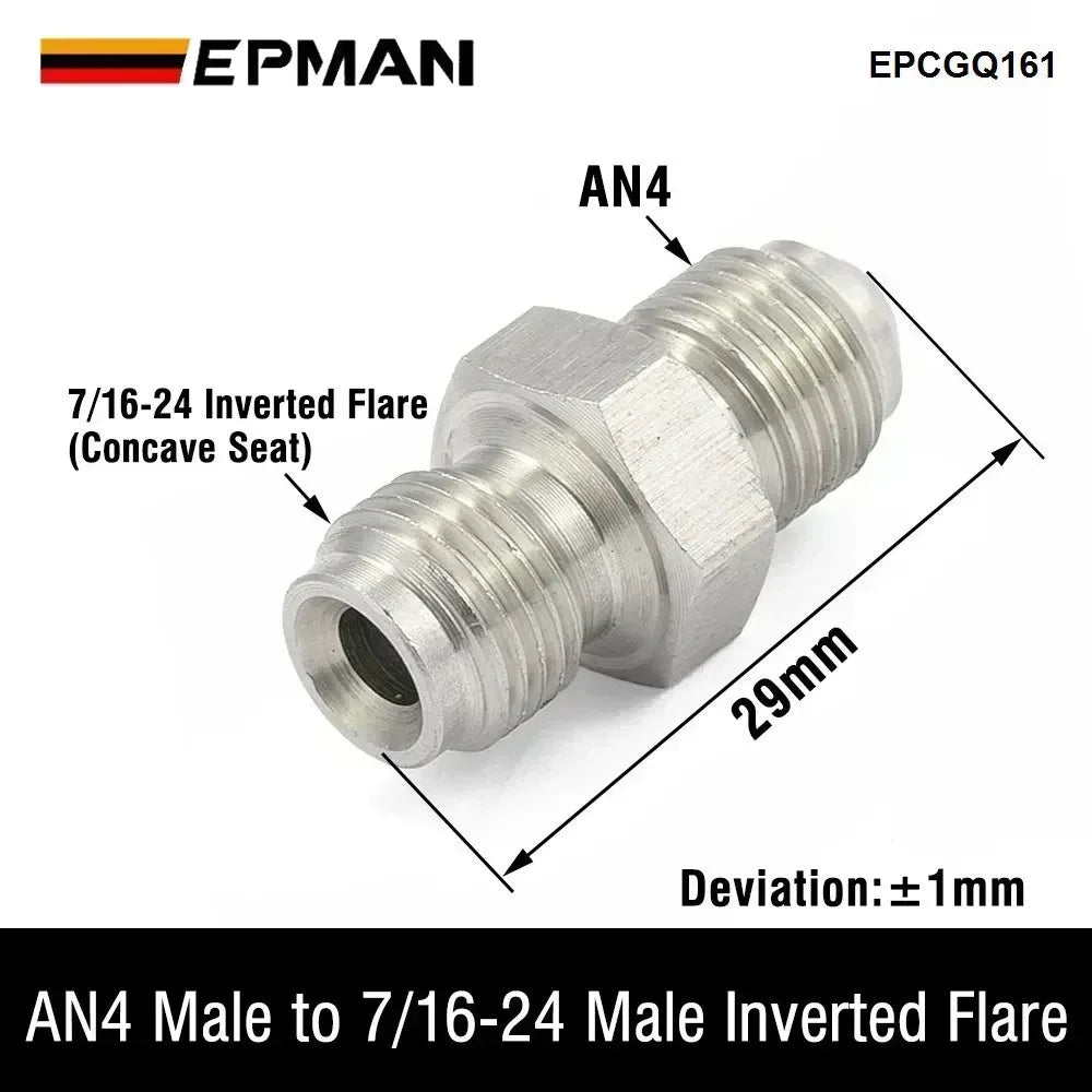 EPMAN Inverted Flare Fitting Turbo Oil Feed Adapter To Male AN3 AN4 Stainless Steel 304 EPCGQ161 Tuck's Performance