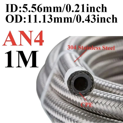 Stainless Braided CPE Fuel & Oil Hose | AN4 to AN12 | 1 to 6 Metre Tucks Performance