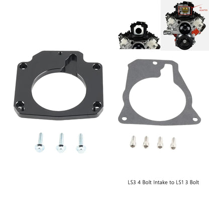 Drive By Cable Throttle Body Adapter Compatible LS3 4 Bolt Intake to LS1 3 Bolt TB DBC LS2 intake manifold 551511XG 551567 Tuck's Performance