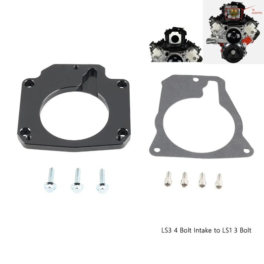 Drive By Cable Throttle Body Adapter Compatible LS3 4 Bolt Intake to LS1 3 Bolt TB DBC LS2 intake manifold 551511XG 551567 Tuck's Performance