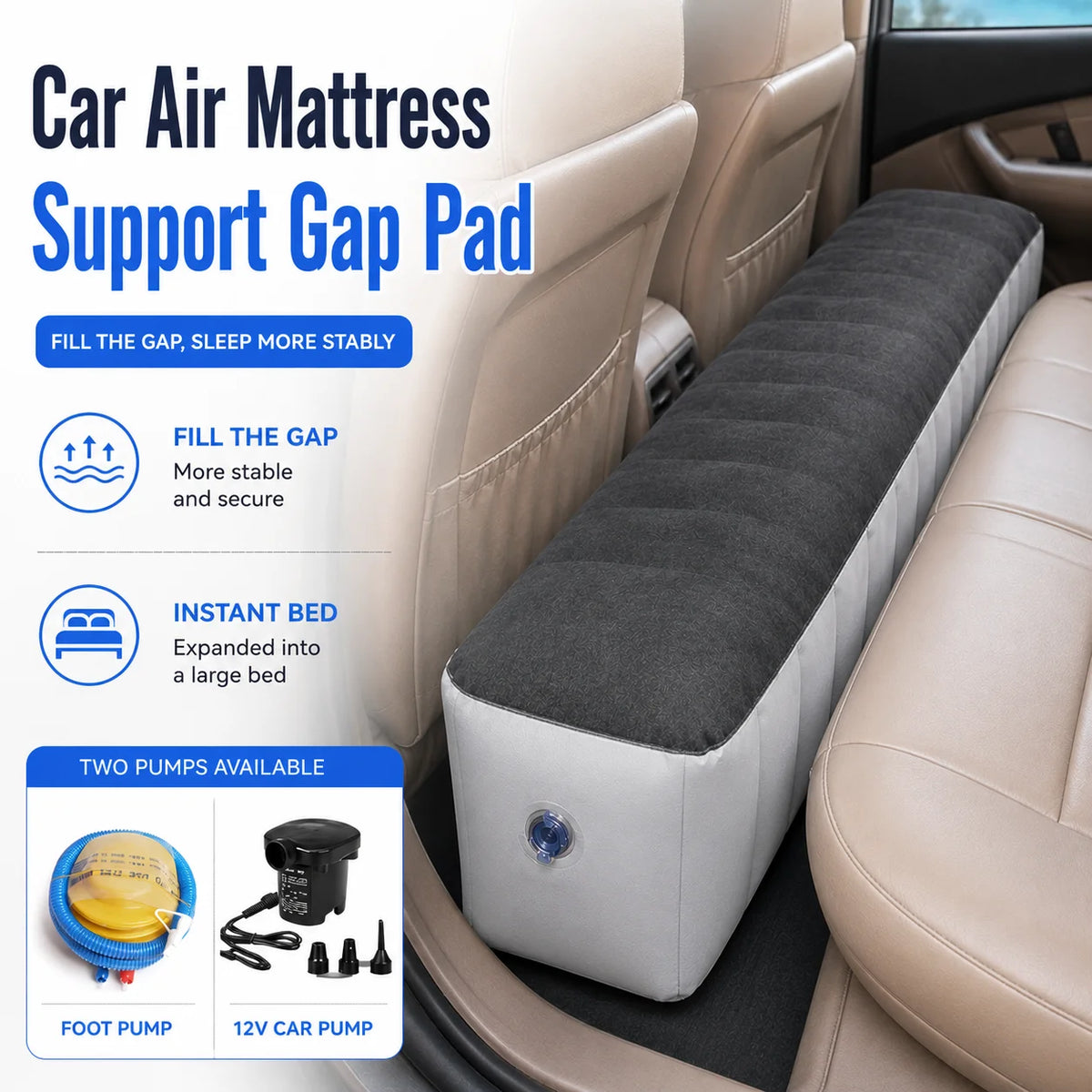 Car Travel Inflatable Bed Back Seat Air Mattress Support Gap Pad Anti-drop Car Interior Self-driving Camping Rest Accessories Tuck's Performance