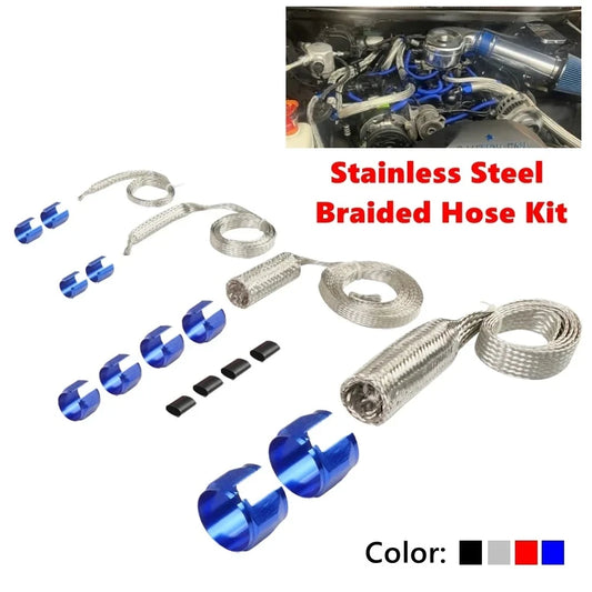 Universal Stainless Steel Braided Hose Kit Oil/Fuel/Vacuum/Radiator/Heater Engine Line Hose Sleeve Dress Up Kit Tuck's Performance