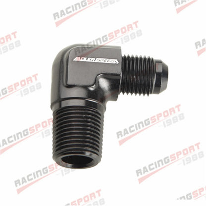 AN3 AN4 AN6 AN8 AN10 AN12 Male Flare To 1/8" 1/4" 3/8" NPT Adapter 90 Degree Tube Hose Fitting Tuck's Performance