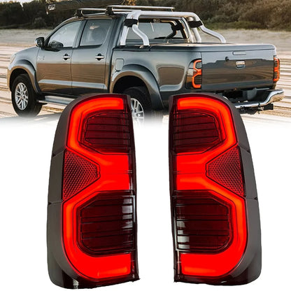 2PCS Rear LED Tail Lights Running +Brake +Reverse +Turn Signal Taillight Assembly For Toyota Hilux 2004-2015 Plug and Play Tuck's Performance