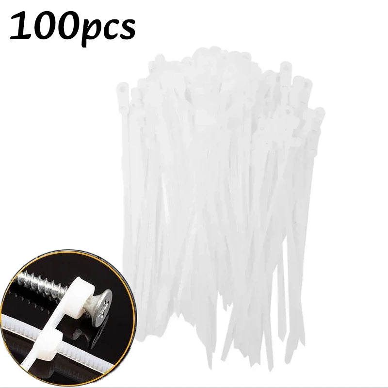 100-500pc Nylon Cable Ties with Screw Mounting Hole Fixed Cables Zip Tie Wire Fastening Straps Reusable Self-locking Cable Ties Tuck's Performance