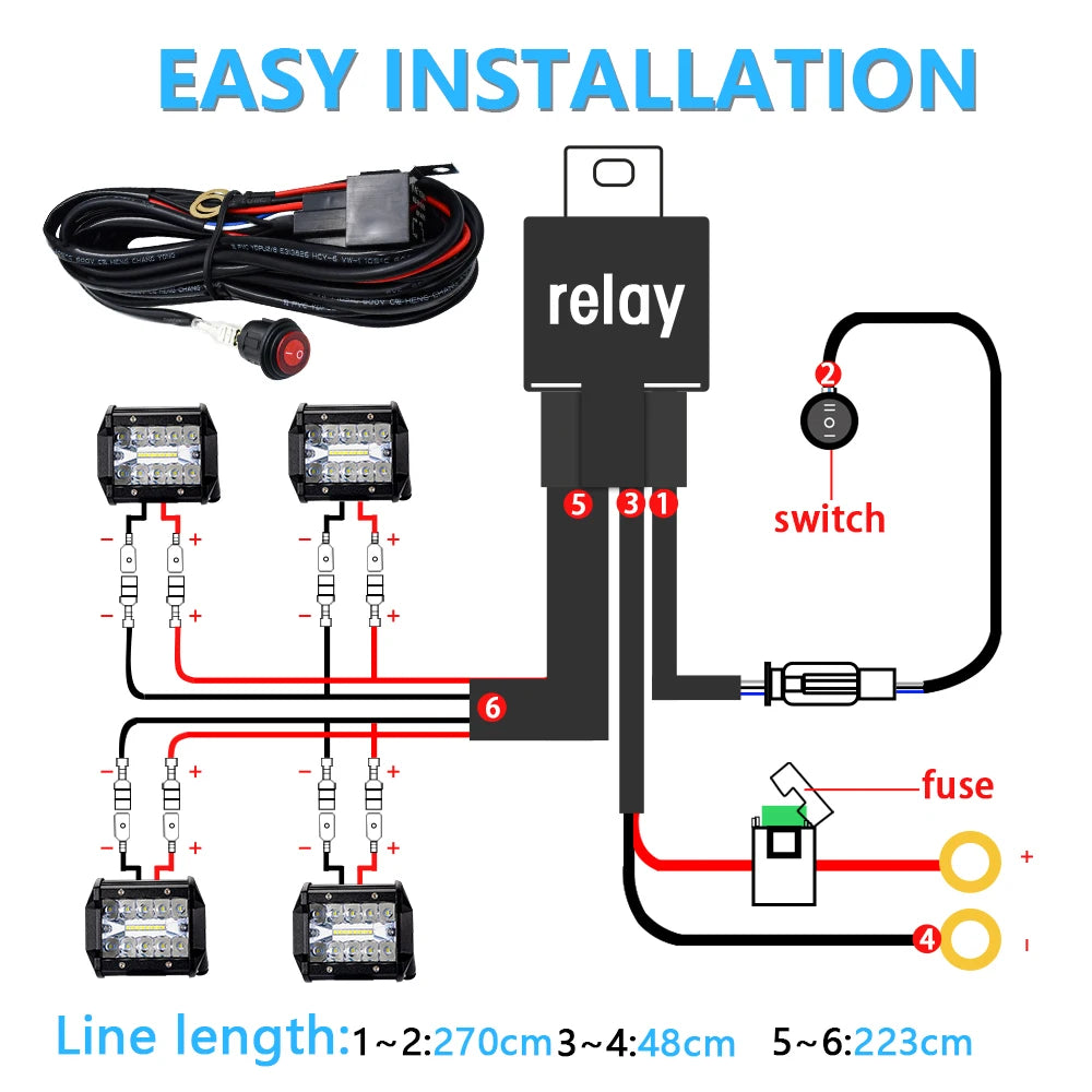 300W LED Light Bar Wiring Harness with Relay and Fuse image 4