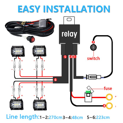 300W LED Light Bar Wiring Harness with Relay and Fuse image 4