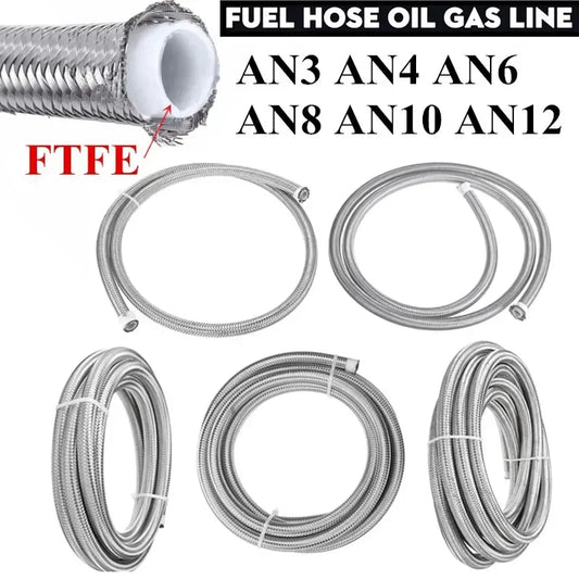 1M/3M/4M/6M AN3 AN4 AN6 AN8 AN10 Racing Hose 304 Stainless Steel Braided PTFE Brake Hose E85 Fuel Oil Line Oil Cooler Hose Pipe Tuck's Performance