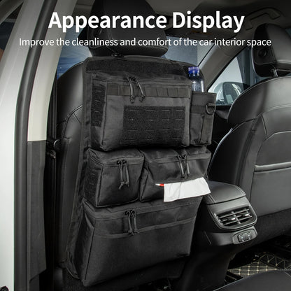 Tactical seat back organiser fitted to rear of front seats