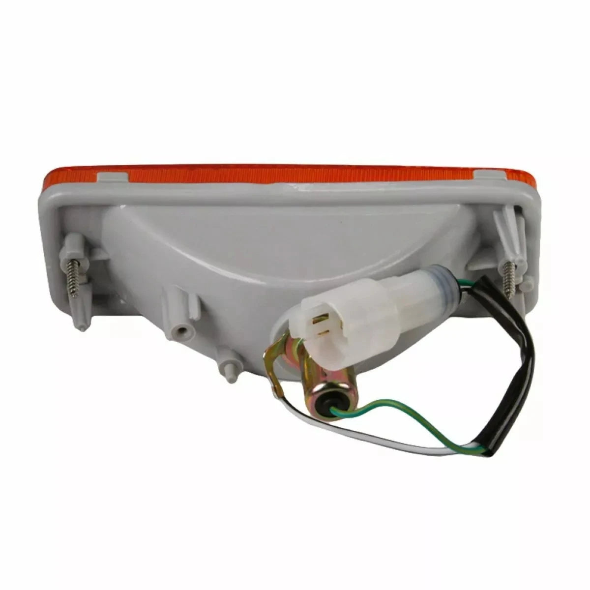 Top view of aftermarket Hilux bumper indicator housing and plug