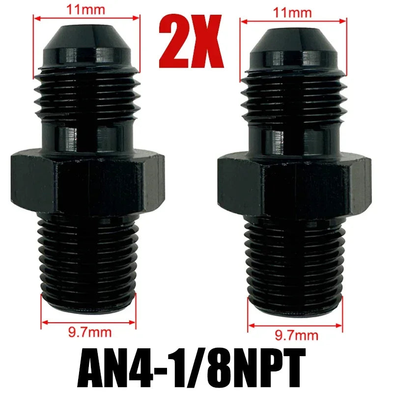 2X Flare Male AN4 AN6 AN8 AN10 AN12 To 1/4NPT 1/8NPT 3/8NPT 3/4 NPT Thread Straight Fittings Fuel Oil Cooler Hose Pipe Adapter Tuck's Performance