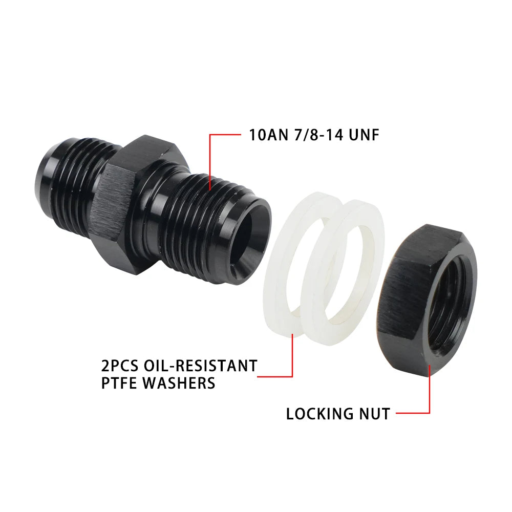AN Fuel Cell / Tank Bulkhead Fitting with Nut & Washer | AN6 to AN12 Tucks Performance