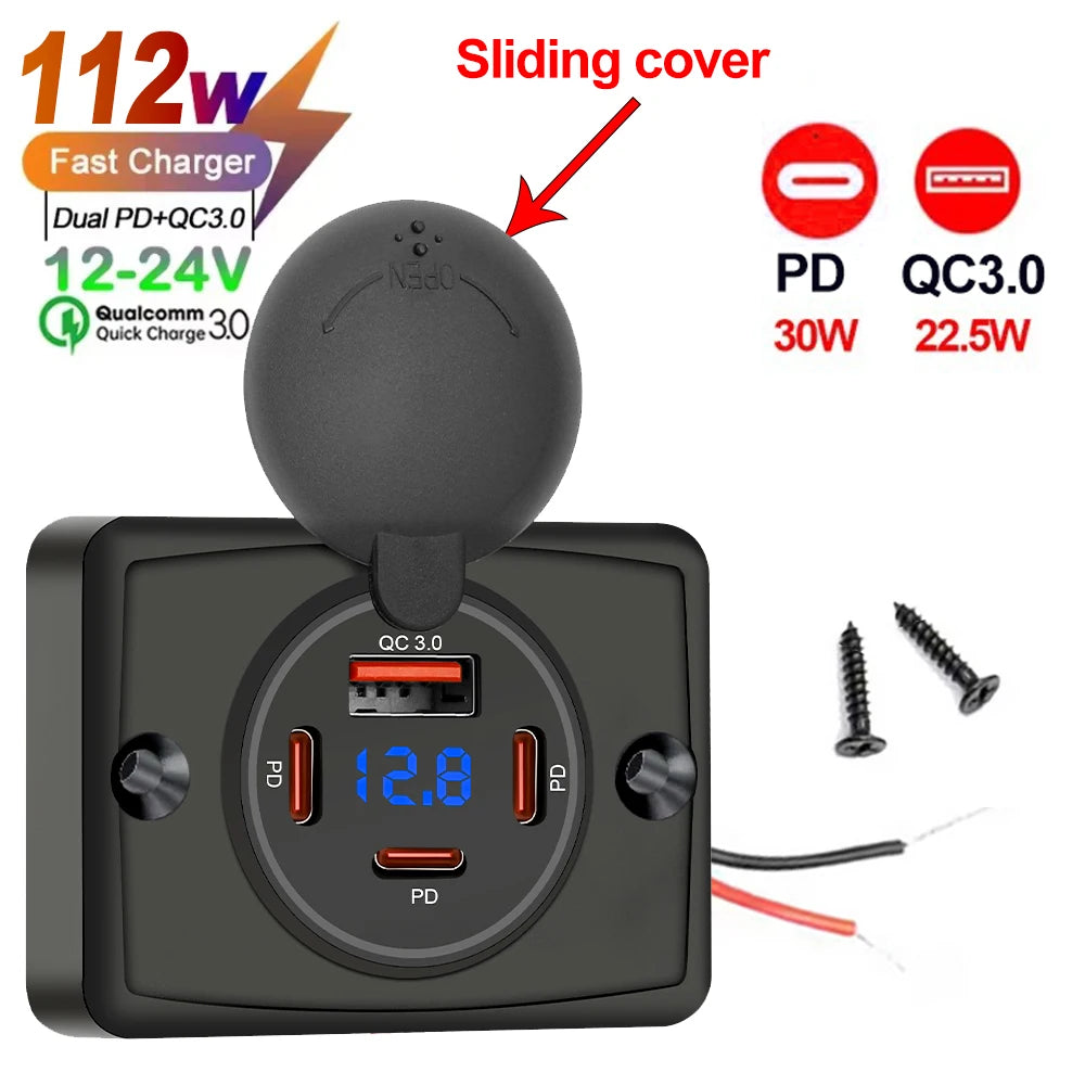 Wall Mount Charger Adapter, 2-4 Ports USB Outlet, QC 22.5W PD 30W Type-C Quick Charge, QC3.0 Panel, Bus, ATV, Truck Tuck's Performance