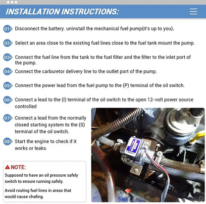 Universal Electric Car Fuel Pump Diesel Petrol 12V EP500-0 035000-0460 12585-52030 1258552031 EP500 FP-1010-G Tuck's Performance