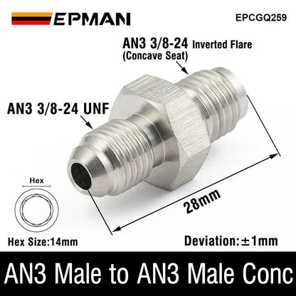 EPMAN Inverted Flare Fitting Turbo Oil Feed Adapter To Male AN3 AN4 Stainless Steel 304 EPCGQ161 Tuck's Performance