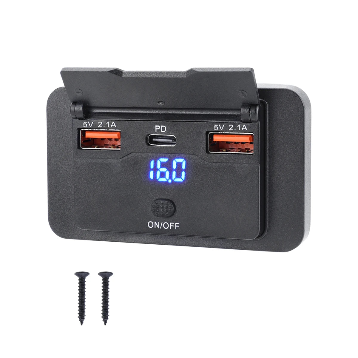 12V USB Outlet Panel Wall Mount, USB-C & Dual QC 3.0 Car Charger Socket with Button Switch for Car Bus RV Truck Boat Tuck's Performance