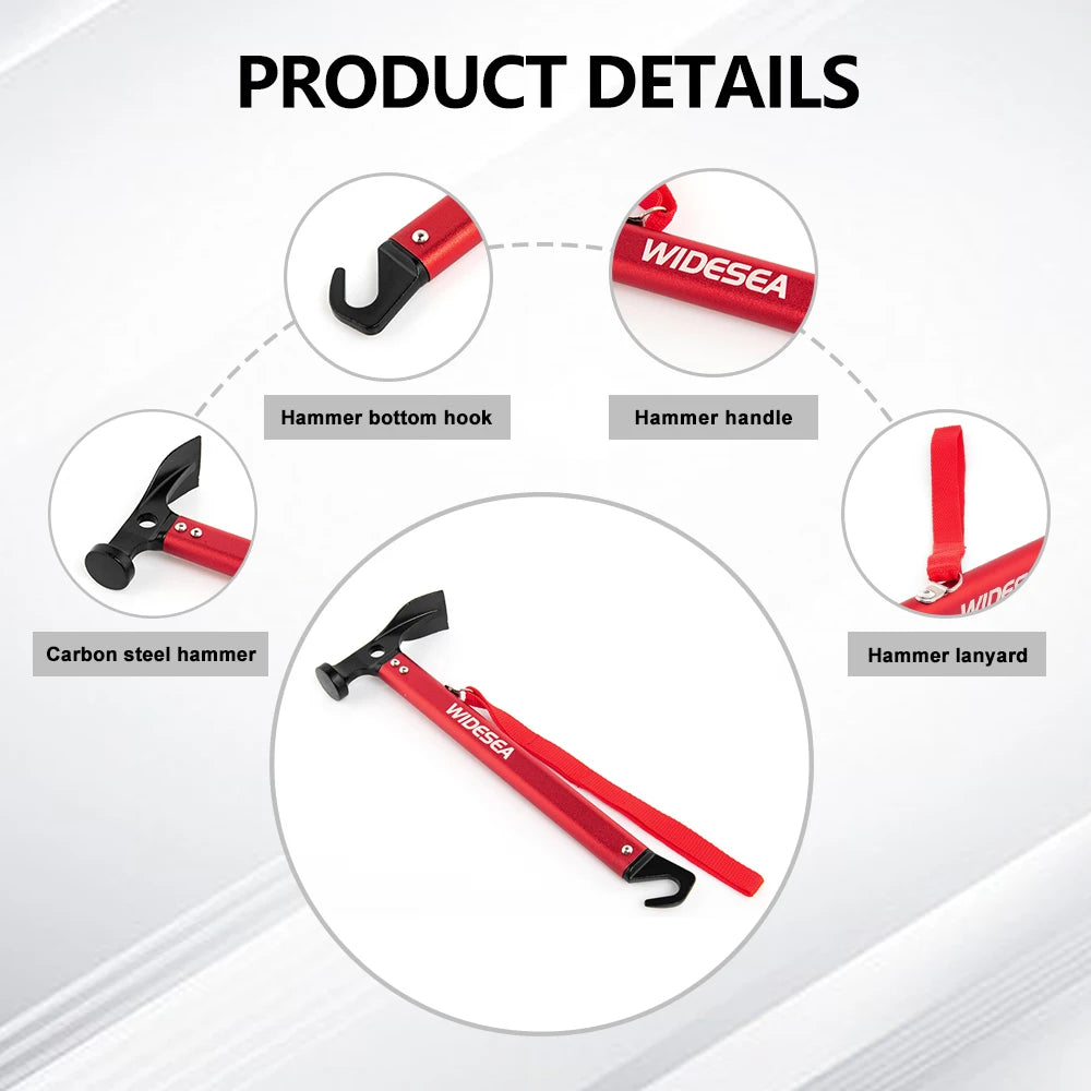 Widesea Aluminum Alloy Camping Nail Hammer Strong Durable Easy to Carry Multifunctional Hammer for Outdoor Tent Staking Backpack Tuck's Performance