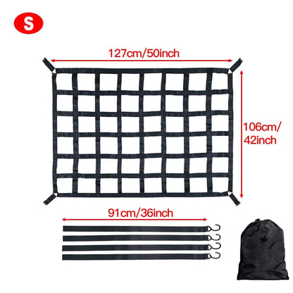 127 x 106cm heavy duty cargo net dimensions with straps and bag