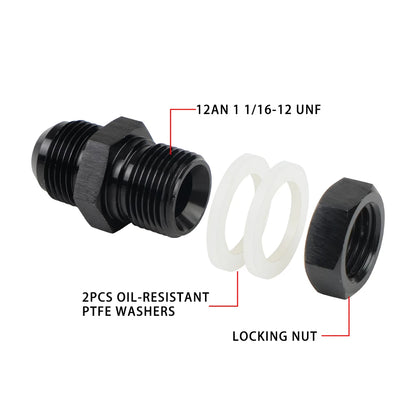 AN Fuel Cell / Tank Bulkhead Fitting with Nut & Washer | AN6 to AN12 Tucks Performance