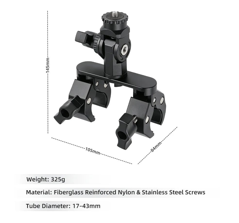 Pole clamp mount to suit Starlink Mini with dimensions and tube range