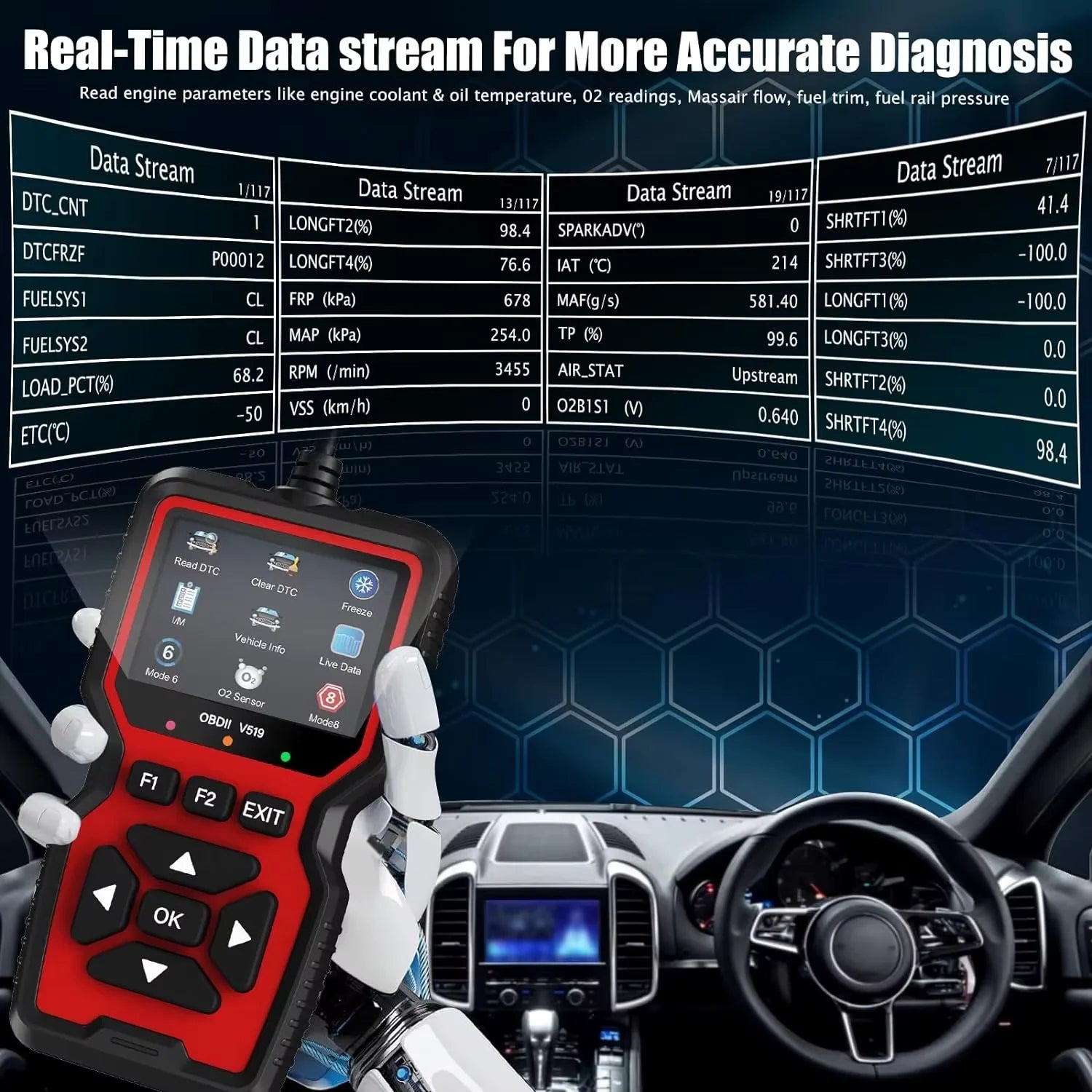 V519 OBD2 Diagnostic Scanner & Voltage Tester - product image 6