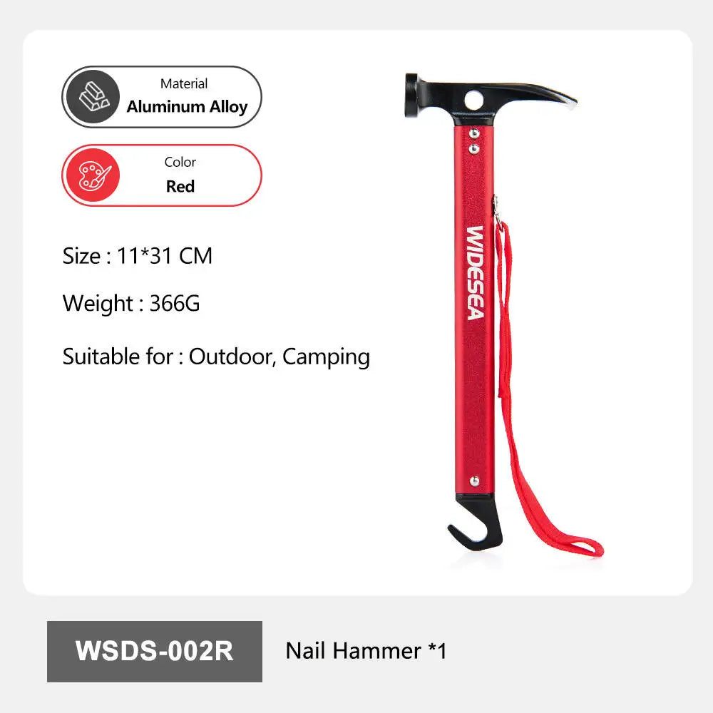 Widesea Aluminum Alloy Camping Nail Hammer Strong Durable Easy to Carry Multifunctional Hammer for Outdoor Tent Staking Backpack Tuck's Performance
