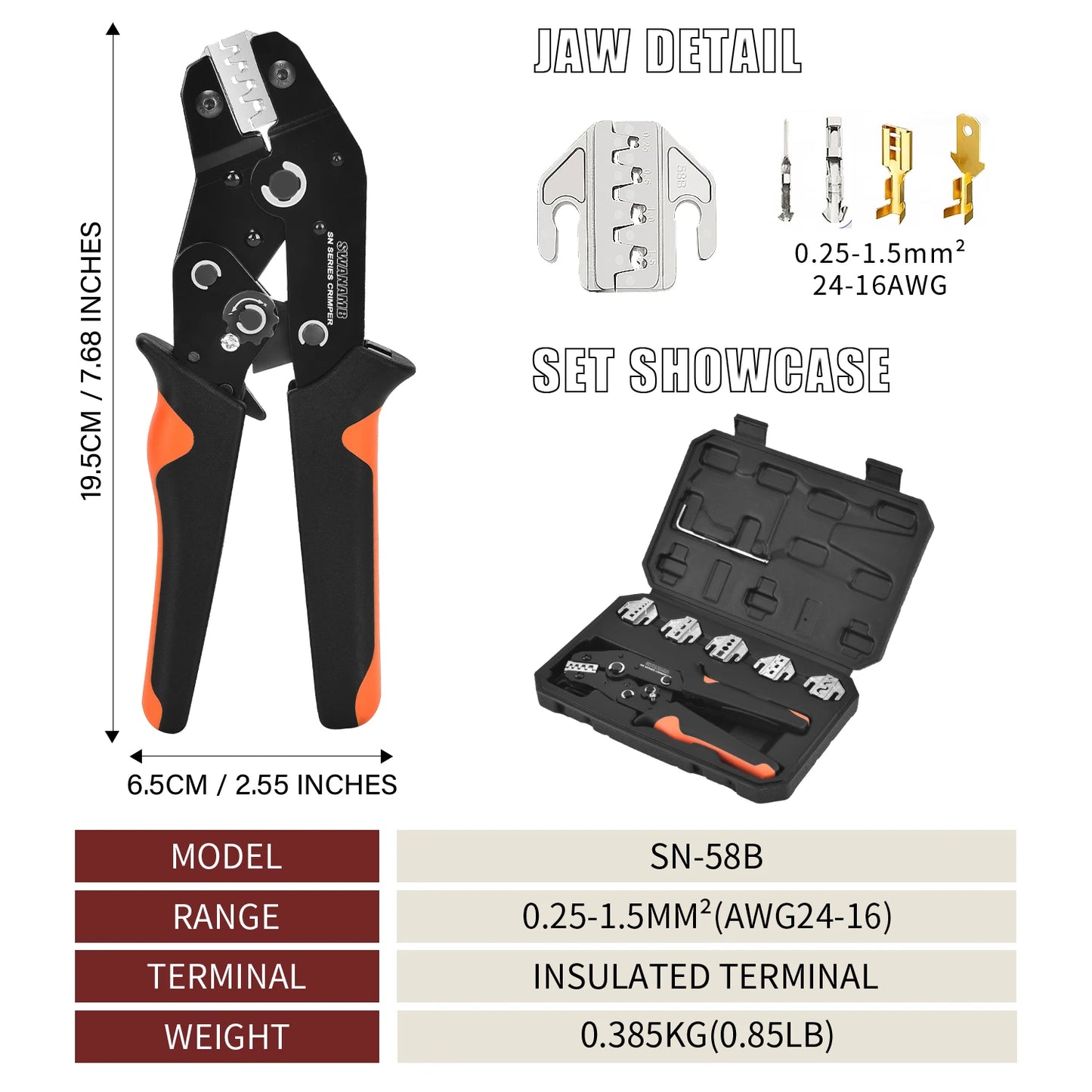 Ratchet Crimping Tool Kit with Interchangeable Jaws - product image 6