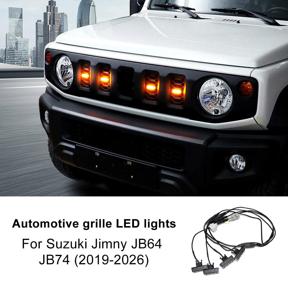For Suzuki Jimny JB64 JB74 2019 2020 2021 2022 2023-2026 Car LED Front Grille Lights External Grille Lamps Decoration Light 12V Tuck's Performance
