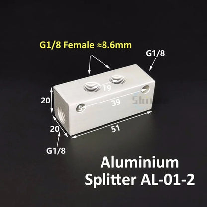 Aluminium Splitter 1/8" 1/2" BSP Internal Thread Port 2 3 4 5 6 7 8 9 10 Way 1/4 Pneumatic Air Manifold Distributor Connector Tuck's Performance