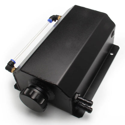 Universal 1L/2L Aluminum Oil Catch Can Reservoir Tank Engine Coolant Radiator Overflow Oil Fuel Tank With Drain Plug Breather Tuck's Performance