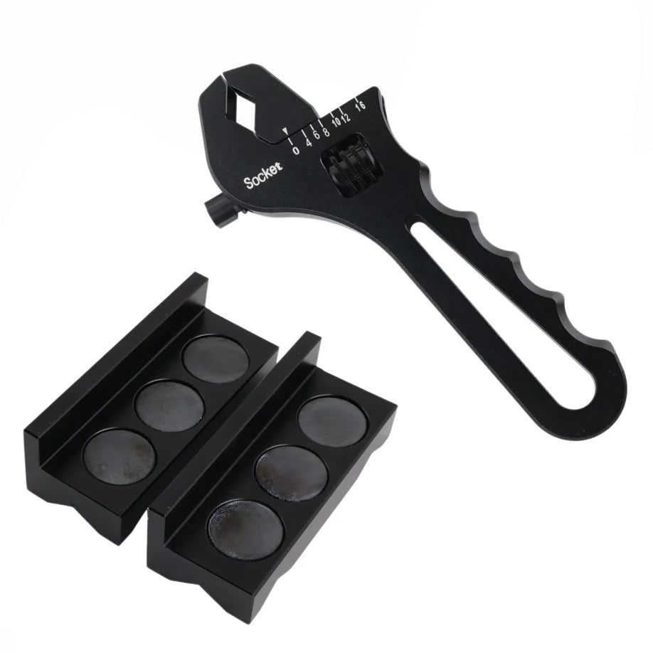 Aluminum Adjustable Wrench Spanner + Vise Jaw Inserts for Fuel Hose End Fitting Tuck's Performance