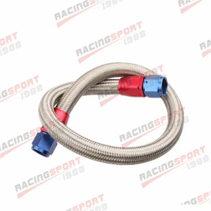 24" Length AN4 AN6 AN8 AN10 AN12 AN16 AN20 SS Braided Oil Fuel Coolant Line Hose Assembly Red/Blue Tuck's Performance