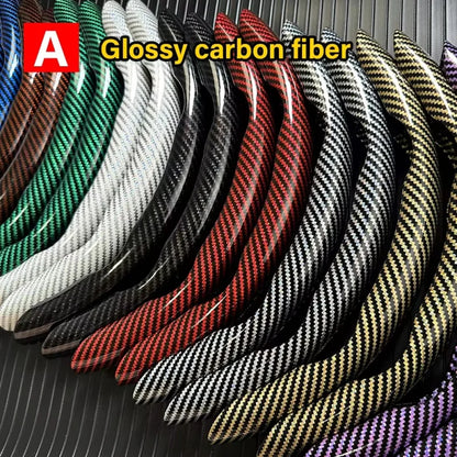 Glossy carbon-look steering wheel cover segments in all colours