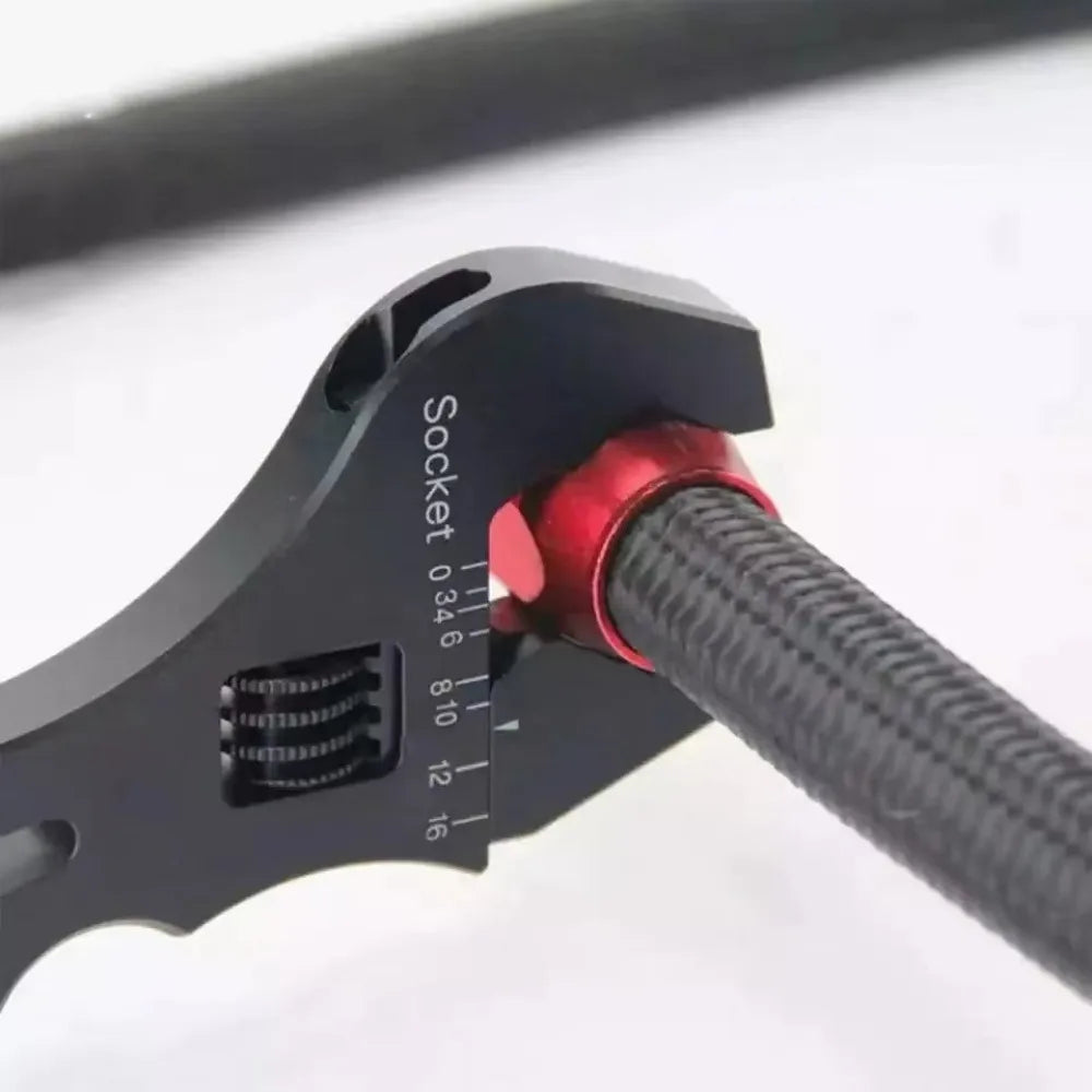 Aluminum Adjustable Wrench Spanner + Vise Jaw Inserts for Fuel Hose End Fitting Tuck's Performance