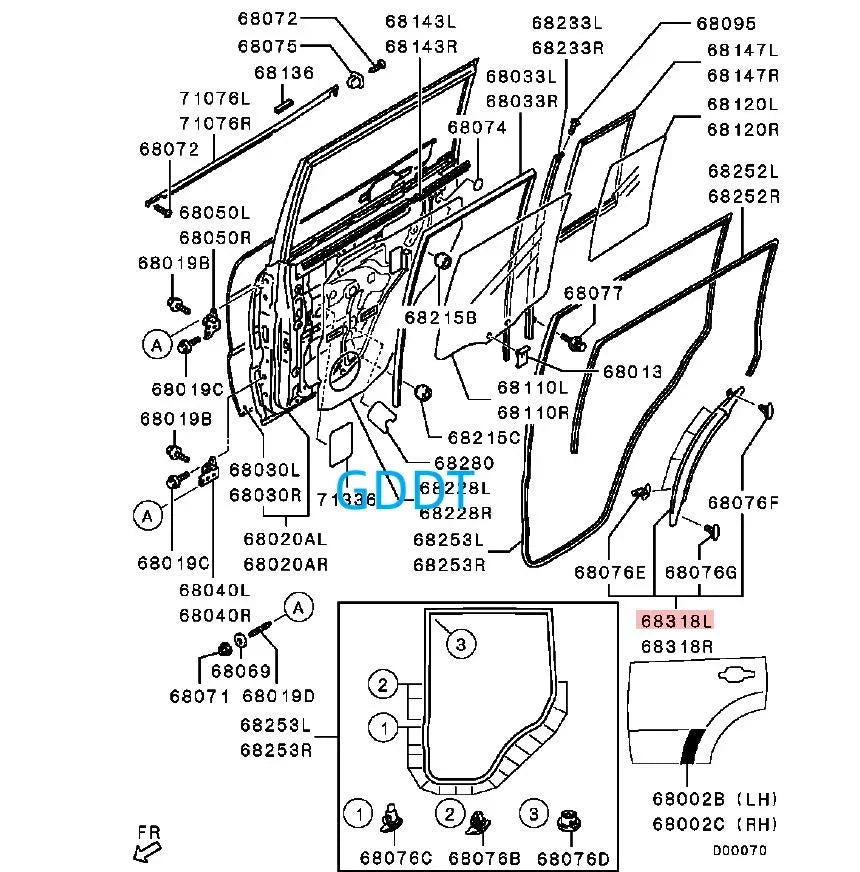 Pajero door rubber left