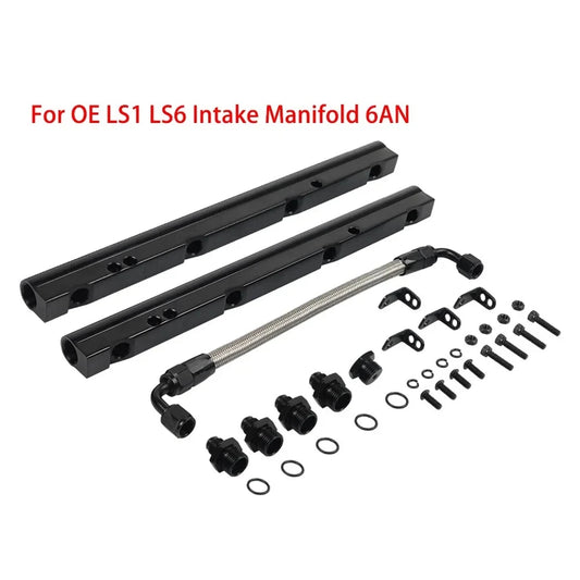 Black Billet Fuel Rail Kit For OE LS1 LS6 Intake Manifold 6AN + Hardware FPR-1045 Tuck's Performance