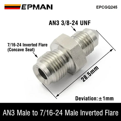 EPMAN Inverted Flare Fitting Turbo Oil Feed Adapter To Male AN3 AN4 Stainless Steel 304 EPCGQ161 Tuck's Performance