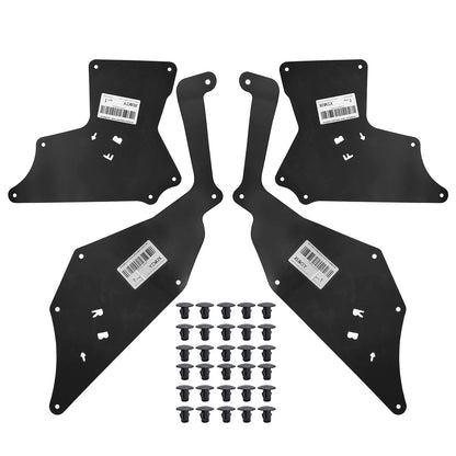 Four-piece tensile rubber fender liner set with retaining clips